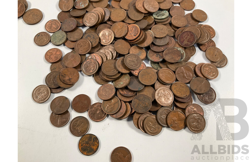 Collection of Australian One and Two Cent Coins Spanning 1966 to 1980's - Approximately 3 Kilograms