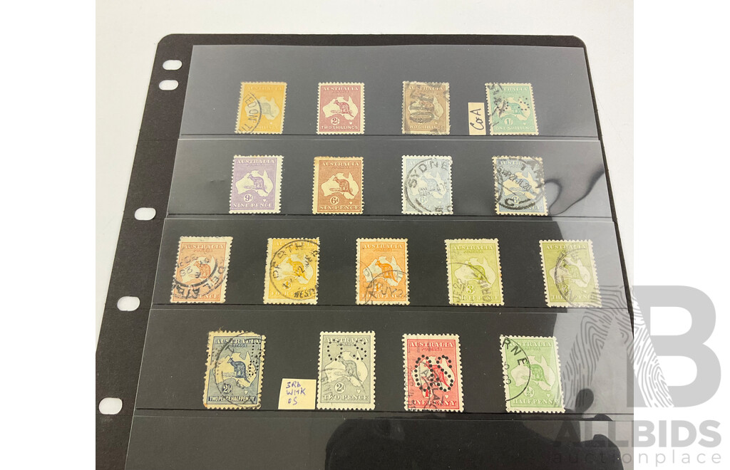Collection of Australian Kangaroo on Map Stamps, Mint/cancelled, Official Service, Various Denominations and Colours