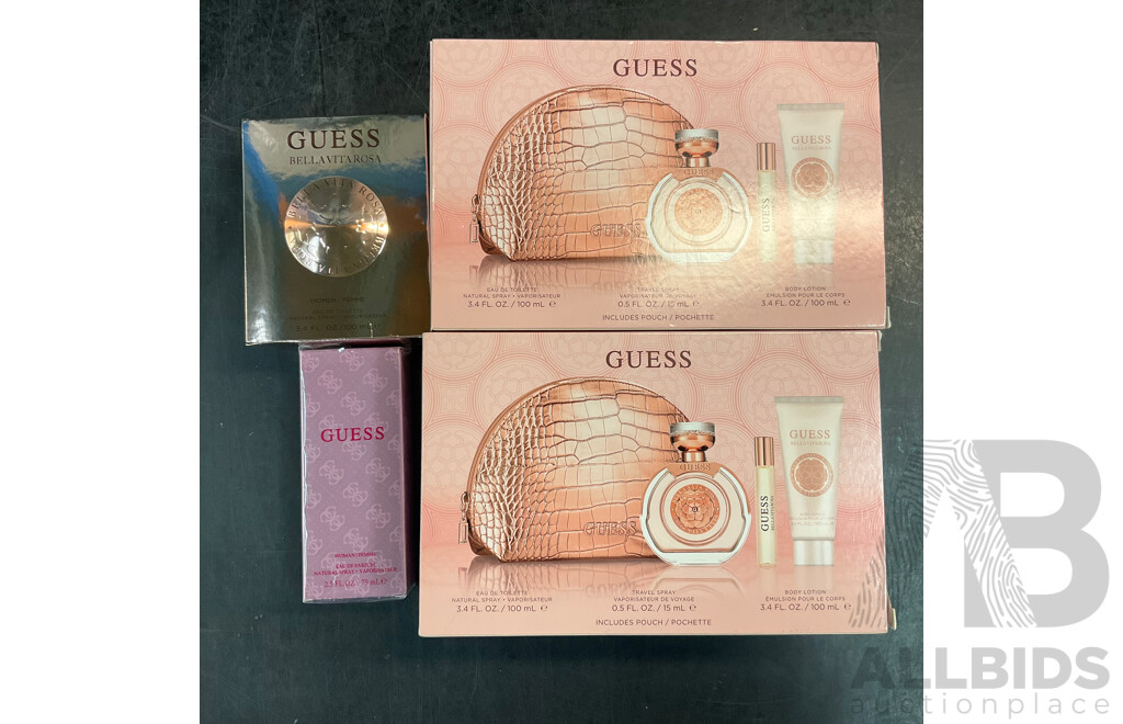 GUESS Bella Vita Rosa Gift Set X2 & Bella Vita Rosa Eau De Toilette 100ml & Guess EDP Spray 75ml - Lot of 4