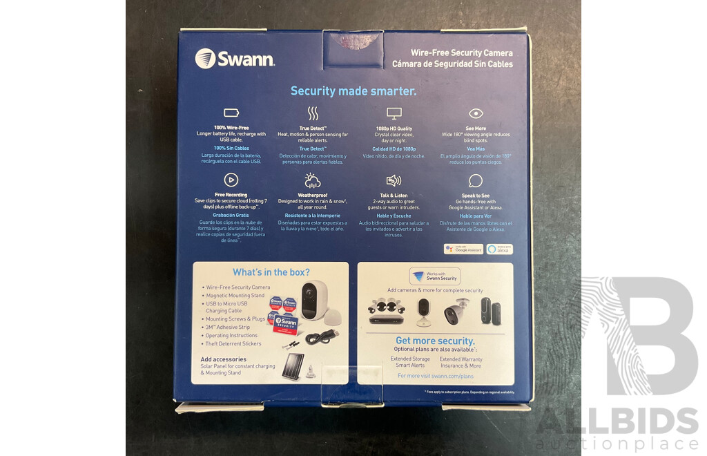 SWANN Wire Free Security Camera - ORP $238