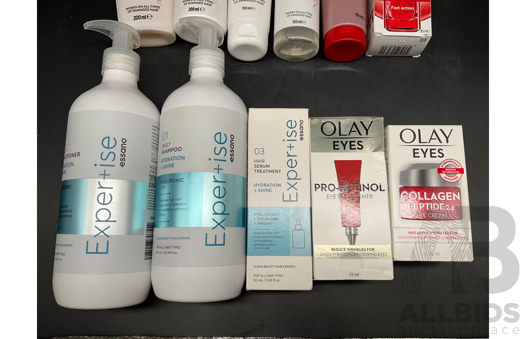 LOREAL PARIS, OLAY EYES and EXPER+ISE ESSANO - Assorted Hair and Beauty Products - Lot of 11