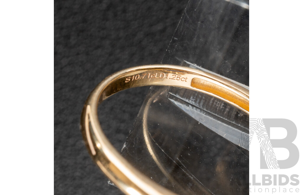 NEW - 14ct Yellow Gold Tanzanite & Diamond Cocktail Ring, T10.71ct/TDW1.25ct, Size Q, 6.31 Grams