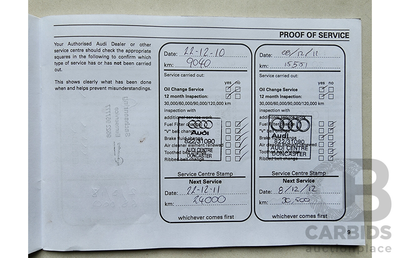 8/2009 Audi A5 2.0 TFSI Quattro 8T 2d Cabriolet Black 2.0L