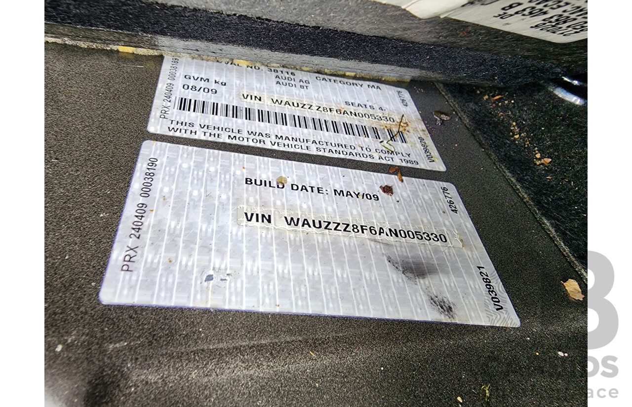 8/2009 Audi A5 2.0 TFSI Quattro 8T 2d Cabriolet Black 2.0L