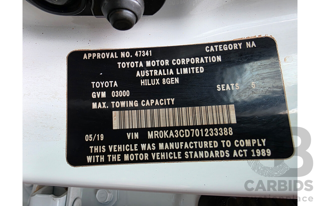 5/2019 Toyota Hilux SR (4x4) GUN126R MY19 UPGRADE Double C/Chas White Turbo Diesel 2.8L