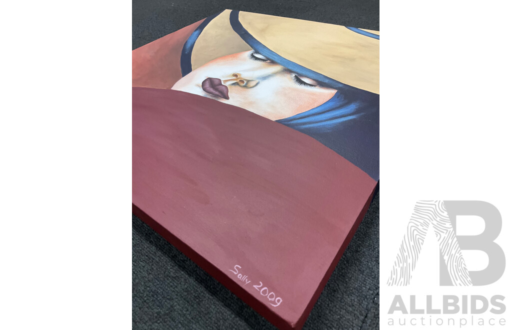 Unknow Artist, Acrylic on Canvas, 61 X 61 Cm (frame) and  30 X 76 Cm (frame) - Lot of 2