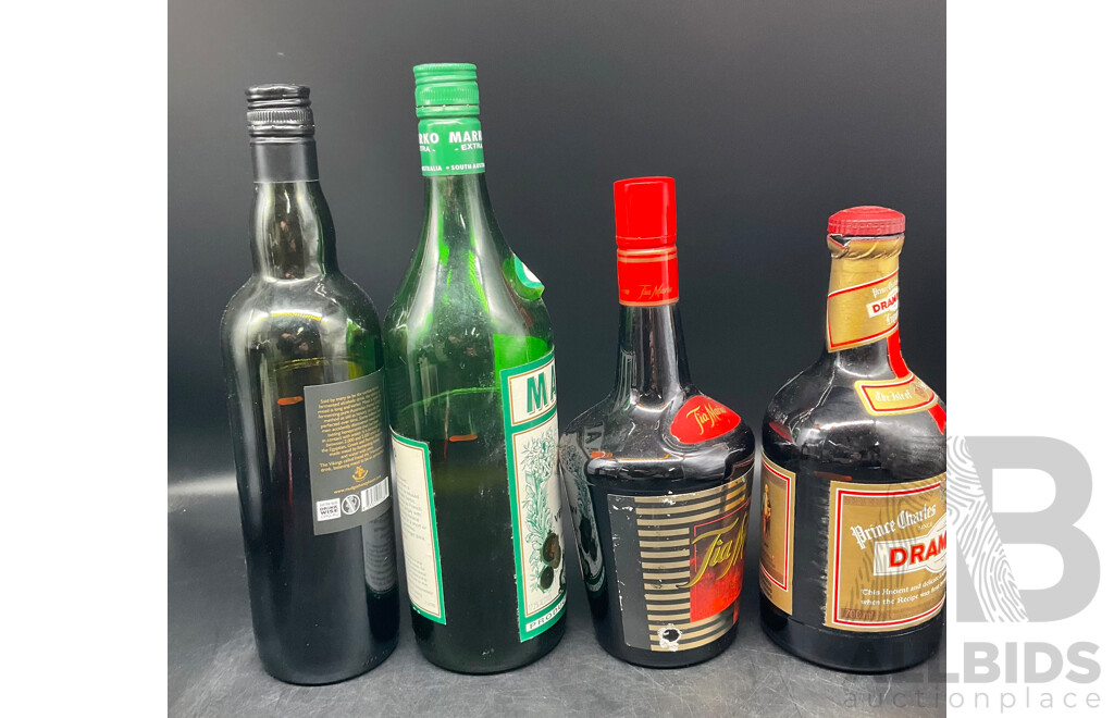 Assorted Spirits - BALLANTINES, MARKO, TIA MARIA, DRAMBUIE, GLENFIDDICH and More - ALL OPENED BOTTLES  - Lot of 10