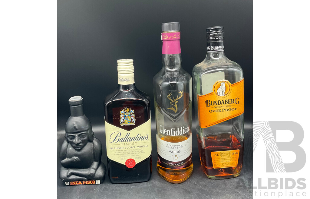 Assorted Spirits - BALLANTINES, MARKO, TIA MARIA, DRAMBUIE, GLENFIDDICH and More - ALL OPENED BOTTLES  - Lot of 10