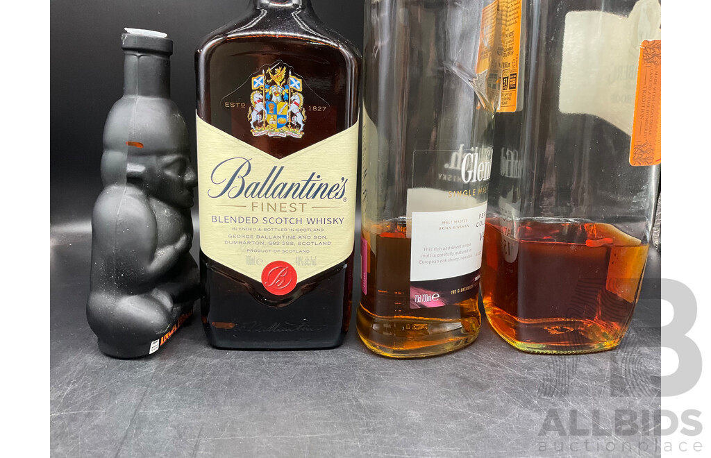 Assorted Spirits - BALLANTINES, MARKO, TIA MARIA, DRAMBUIE, GLENFIDDICH and More - ALL OPENED BOTTLES  - Lot of 10