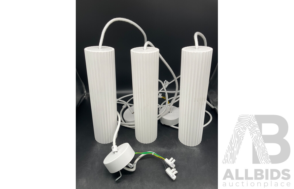 MFL by Masson Gypsum 1 Light Small Cylinder Pendant in Ribbed White - Lot of 3 - ORP $687