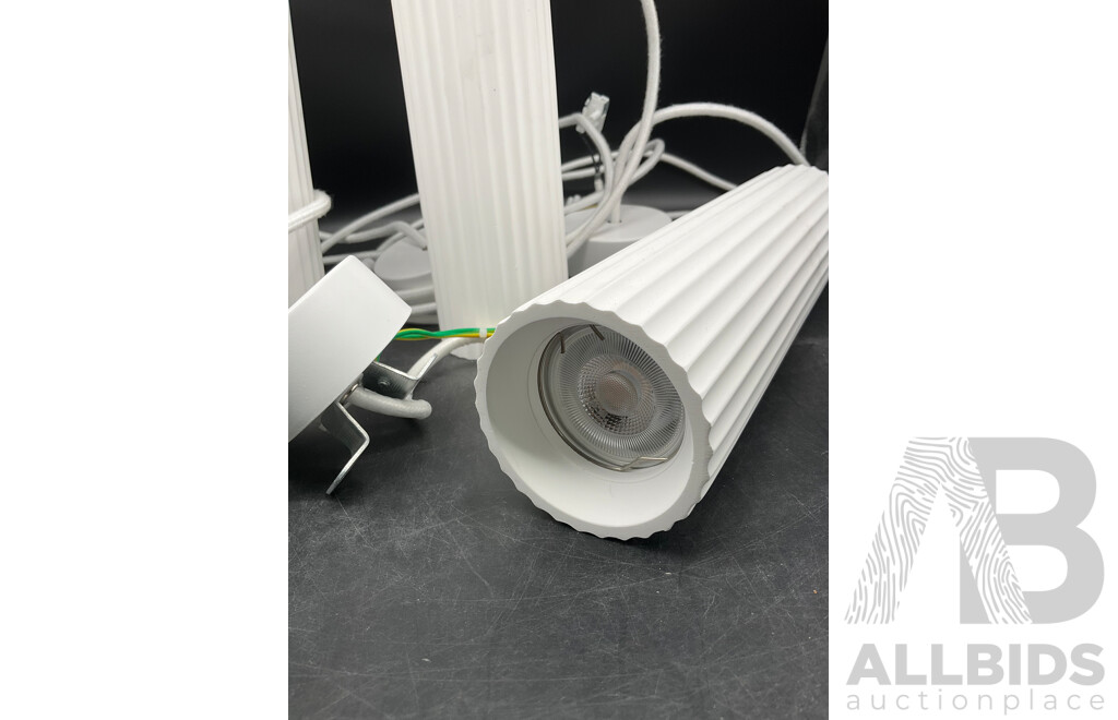 MFL by Masson Gypsum 1 Light Small Cylinder Pendant in Ribbed White - Lot of 3 - ORP $687