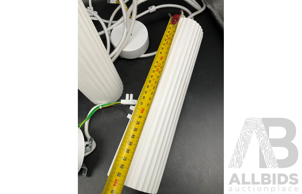 MFL by Masson Gypsum 1 Light Small Cylinder Pendant in Ribbed White - Lot of 3 - ORP $687