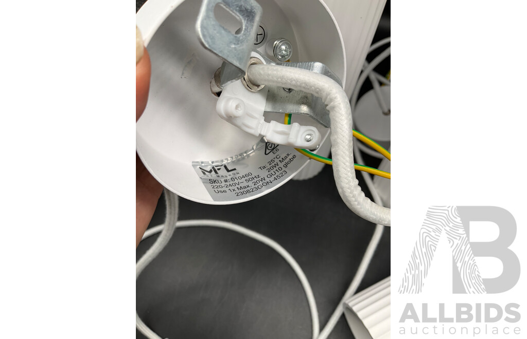 MFL by Masson Gypsum 1 Light Small Cylinder Pendant in Ribbed White - Lot of 3 - ORP $687