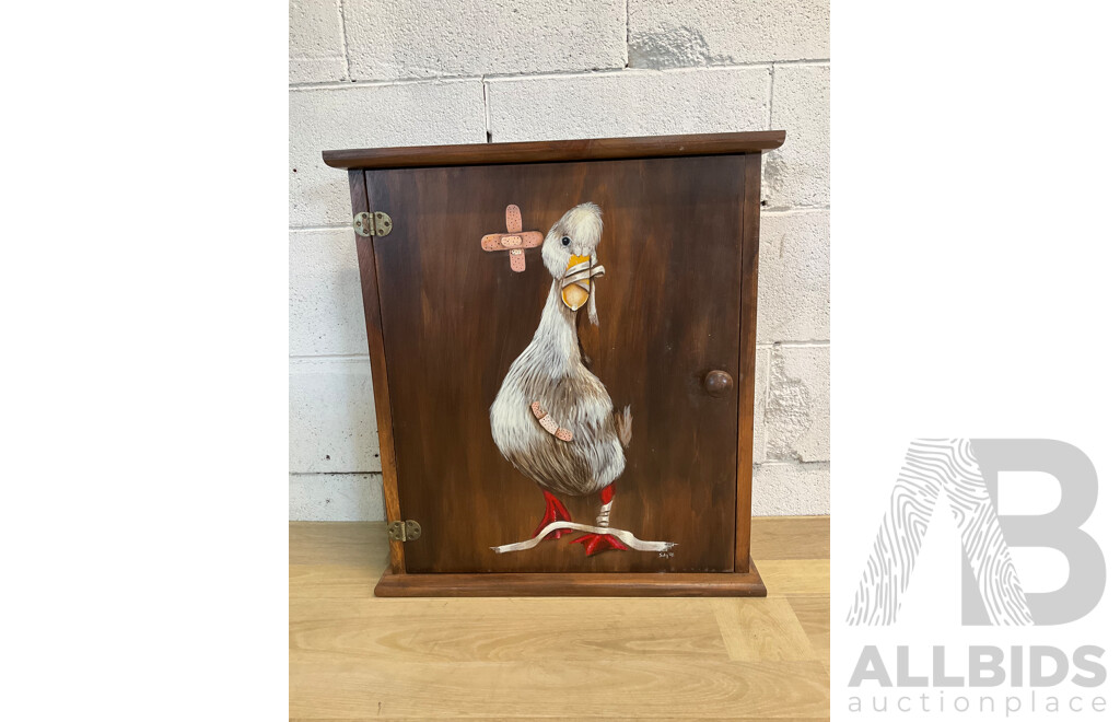 Medicine Cabinet with Hand Painted Duck by Sally