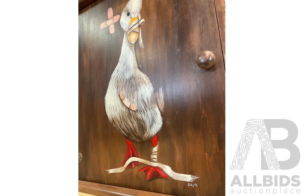 Medicine Cabinet with Hand Painted Duck by Sally