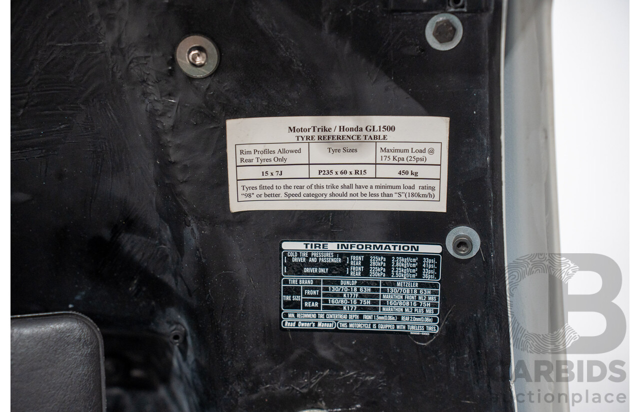 11/1996 Honda Goldwing 1500cc 6cyl Trike