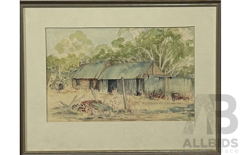 D'Arcey Doyle, Kite Flying, Print of Original Oil & Stella Coleman, Old Timer, Vintage Ink & Watercolour, 42 x 52 cm (larger frame) (2)