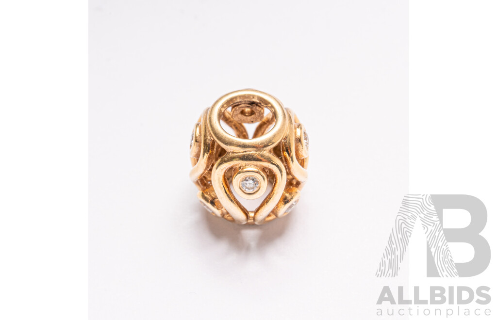 Pandora Authentic Destiny Charm Bead, Retired 750471D, TDW 0.07CT, 3.0 Grams