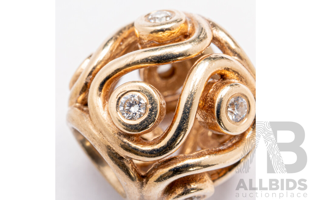 Pandora Authentic Destiny Charm Bead, Retired 750471D, TDW 0.07CT, 3.0 Grams