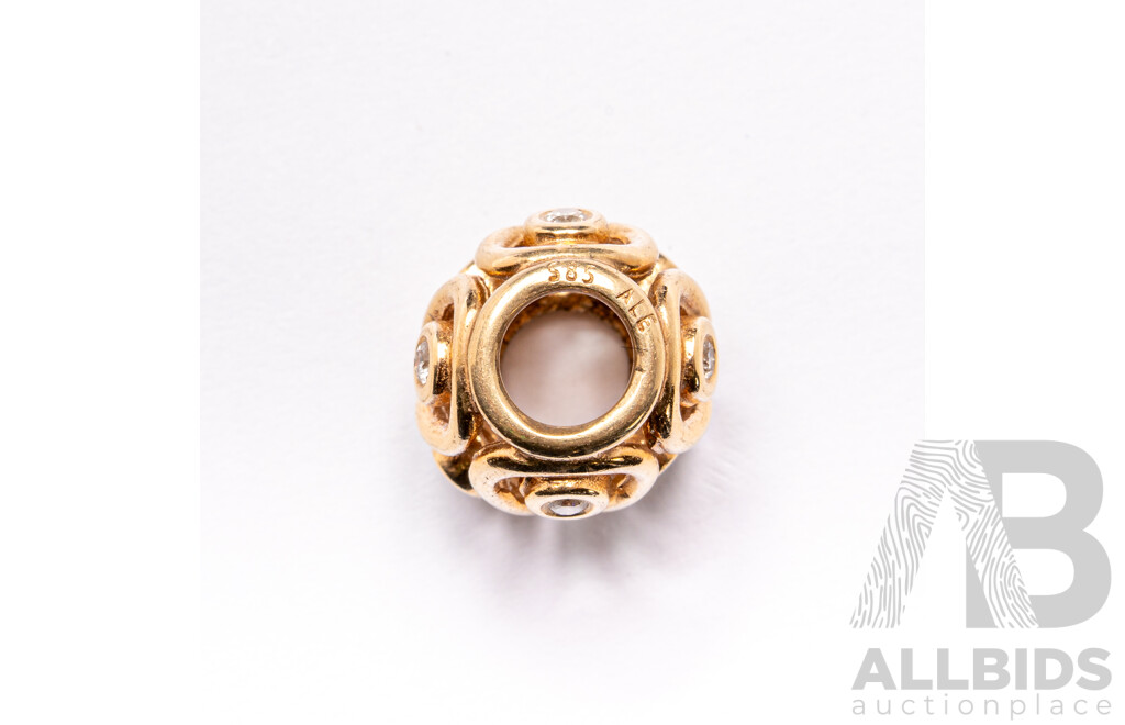 Pandora Authentic Destiny Charm Bead, Retired 750471D, TDW 0.07CT, 3.0 Grams