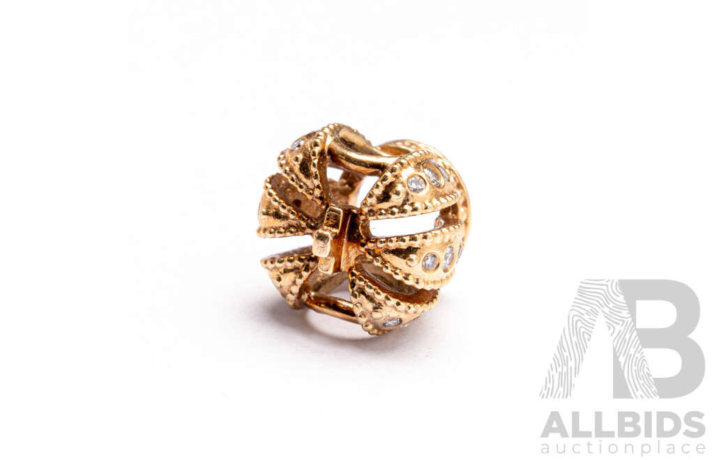 Pandora Authentic 14ct Diamond Crown, Rare Retired Bead, TDW 0.12CT, 2.88 Grams