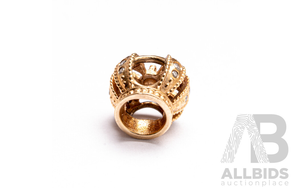 Pandora Authentic 14ct Diamond Crown, Rare Retired Bead, TDW 0.12CT, 2.88 Grams