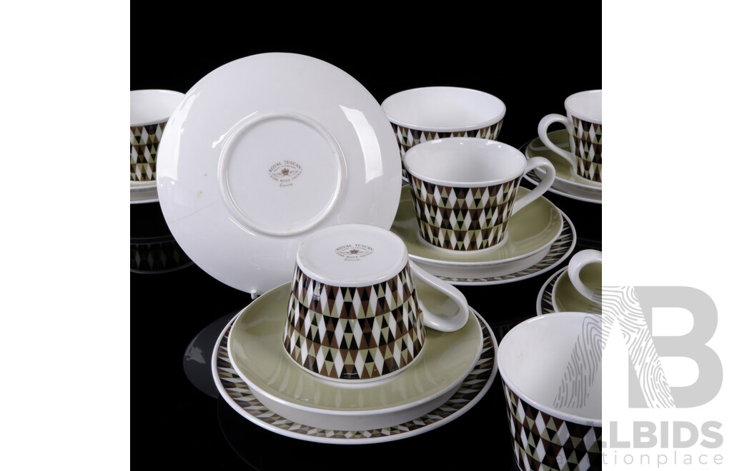 Mid Century Funky Royal Tuscan 19 PIece Tea Set in Concerto Pattern