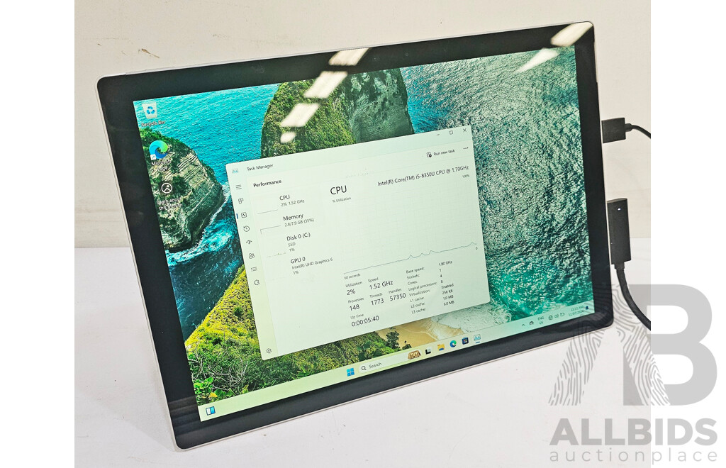 Microsoft (1796) Surface Pro 6 Intel Core I5 (8350U) 1.70GHz-3.60GHz 4-Core CPU 128GB 12.3-Inch Touchscreen Detachable Laptop