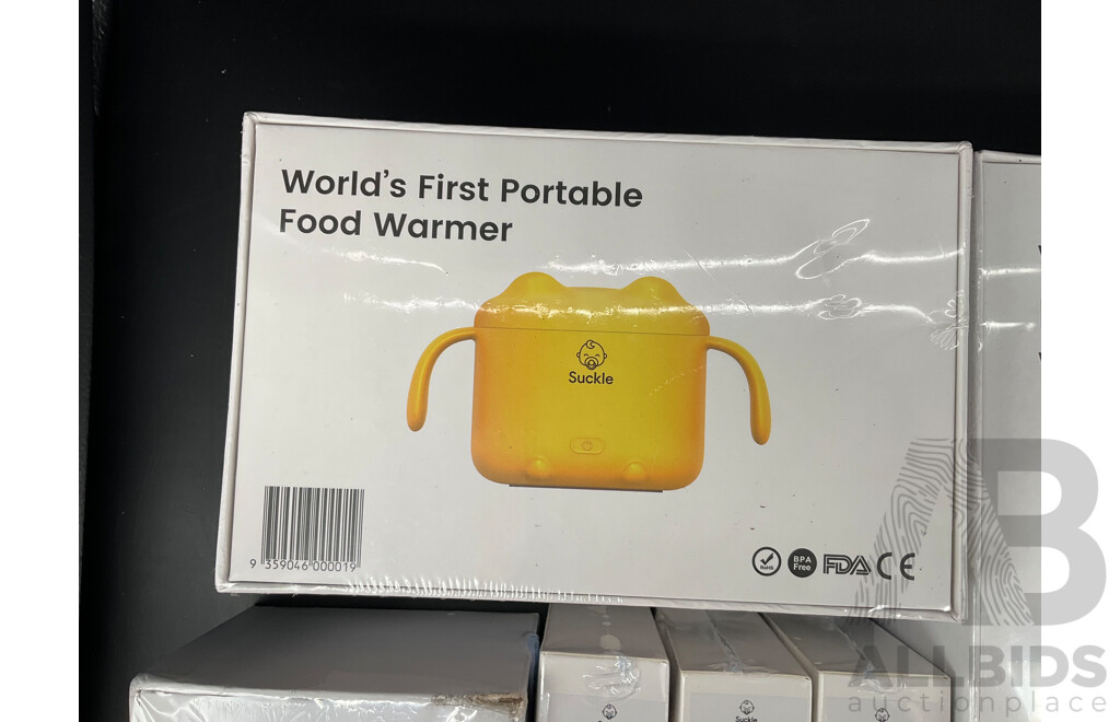 SUCKLE Food Warmer, Portable Bottle Warmer, Portable Bottle Warmer with Bottle, Bottle Adaptors and Spare Lids for Food Warmer - Lot of 10