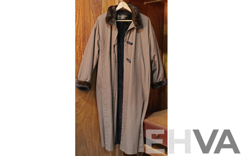 Yves Saint Laurent Fourrures Vintage Rabbit Fur Lined Coat, Size 16-18 Ladies AU