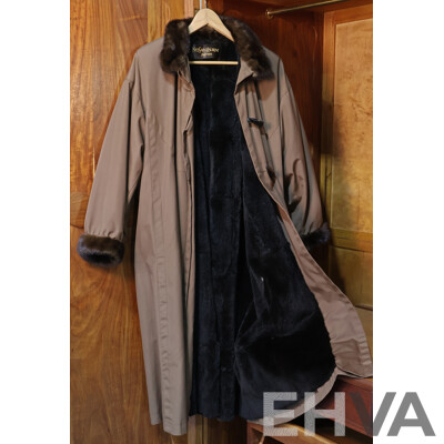 Yves Saint Laurent Fourrures Vintage Rabbit Fur Lined Coat, Size 16-18 Ladies AU