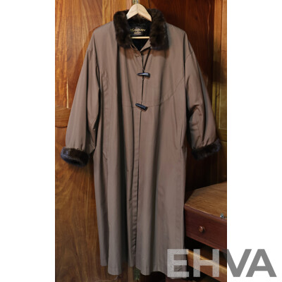 Yves Saint Laurent Fourrures Vintage Rabbit Fur Lined Coat, Size 16-18 Ladies AU