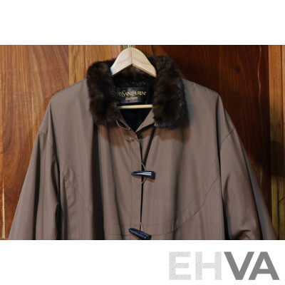 Yves Saint Laurent Fourrures Vintage Rabbit Fur Lined Coat, Size 16-18 Ladies AU