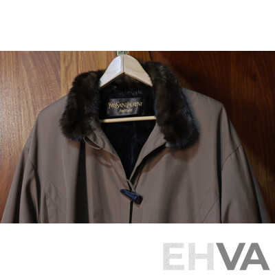 Yves Saint Laurent Fourrures Vintage Rabbit Fur Lined Coat, Size 16-18 Ladies AU