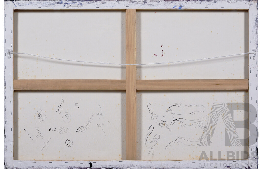 Dean Rotumah, (20th Century, Indigenous-Australian), Turtle Dreaming, Acrylic on Canvas, 61 X 91 Cm