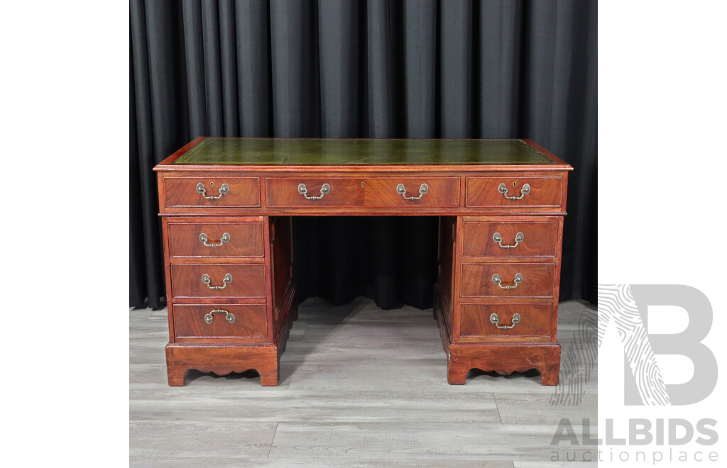 Reproduction Mahogany Twin Pedestal Desk