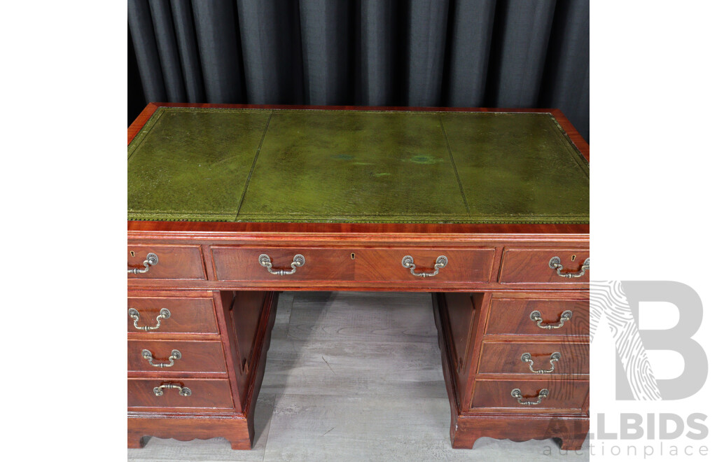 Reproduction Mahogany Twin Pedestal Desk