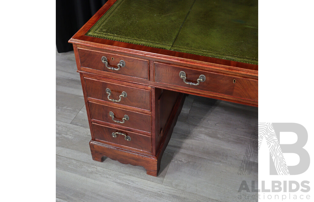 Reproduction Mahogany Twin Pedestal Desk