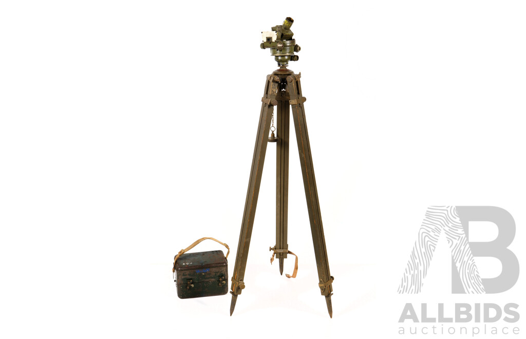 1942 Australian Army Aiming Circle 7B MK2/L with Original Case and Tripod Stand 17A MK2 Wibroc MFG Co Sydney