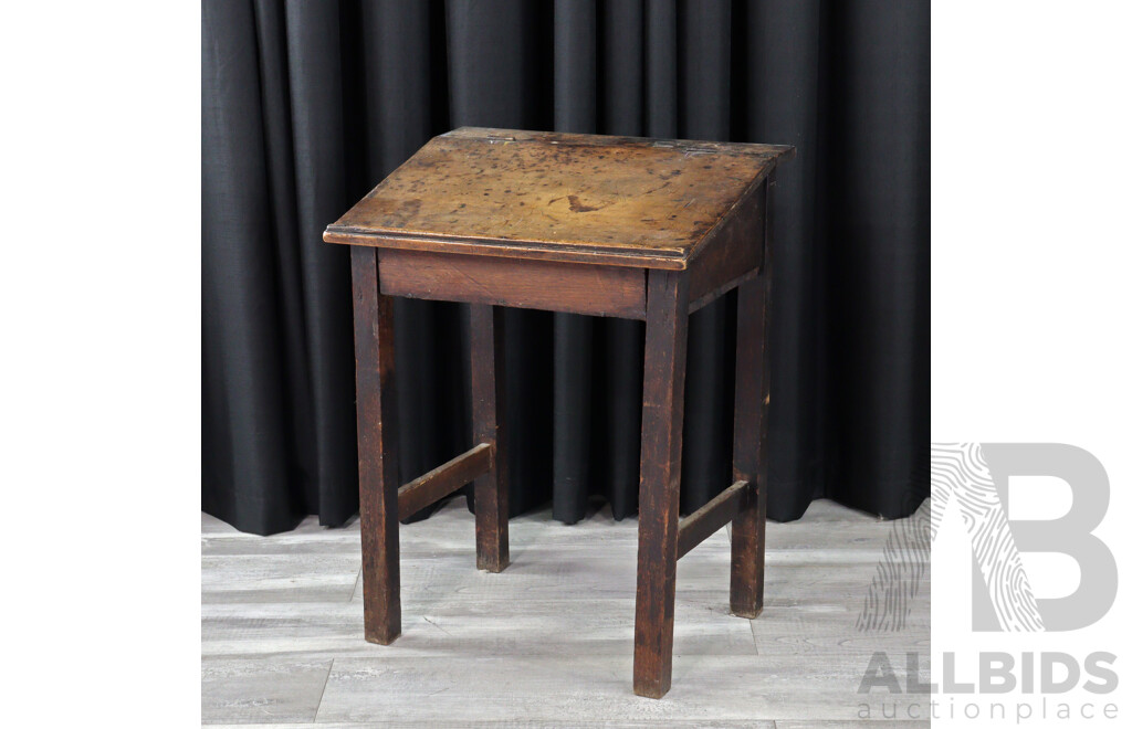 Vintage Oak Lift Top Students Desk