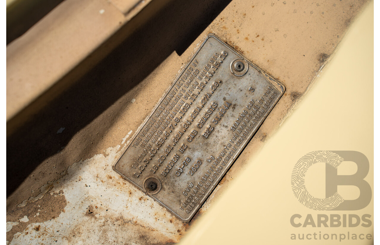 9/1978 Holden HZ One Tonner 2d Tray Back Utility Cream 3.3L