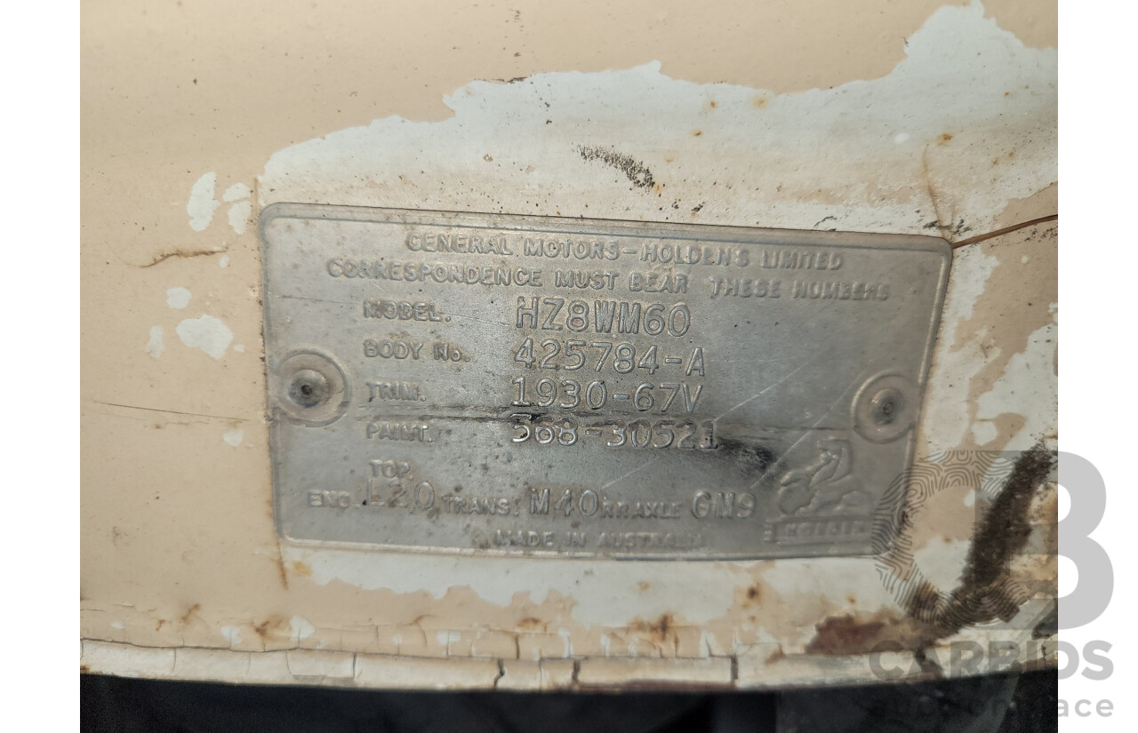 9/1978 Holden HZ One Tonner 2d Tray Back Utility Cream 3.3L