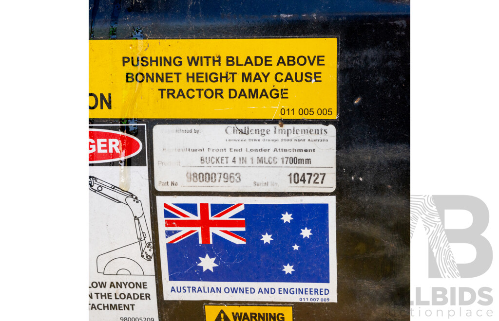 MLCC Agricultural Front End Loader 4 in 1 Bucket to Suit New Holland Tractor