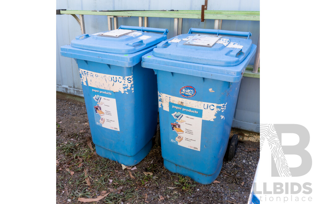 Job Lot Quantity of 2 140L Blue Wheelie Bins