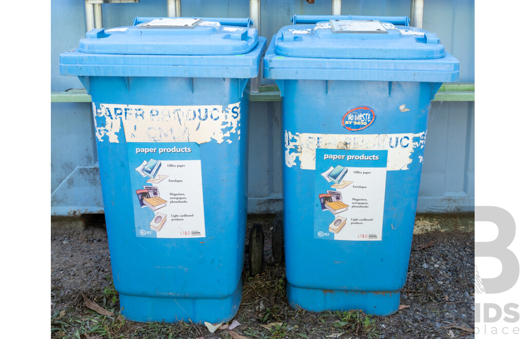 Job Lot Quantity of 2 140L Blue Wheelie Bins
