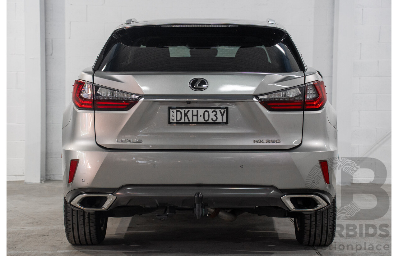 11/2016 Lexus Rx350 Sports Luxury (AWD) GGL25R MY17 4d Wagon Sonic Titanium Metallic V6 3.5L