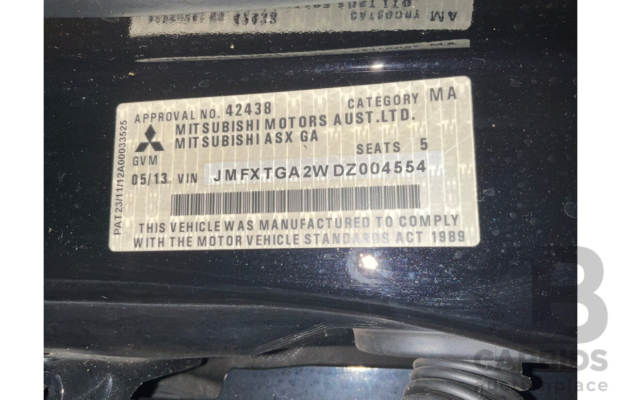 5/2013 Mitsubishi ASX (RWD) XB MY13 4d Wagon Black Pearl 2.0L