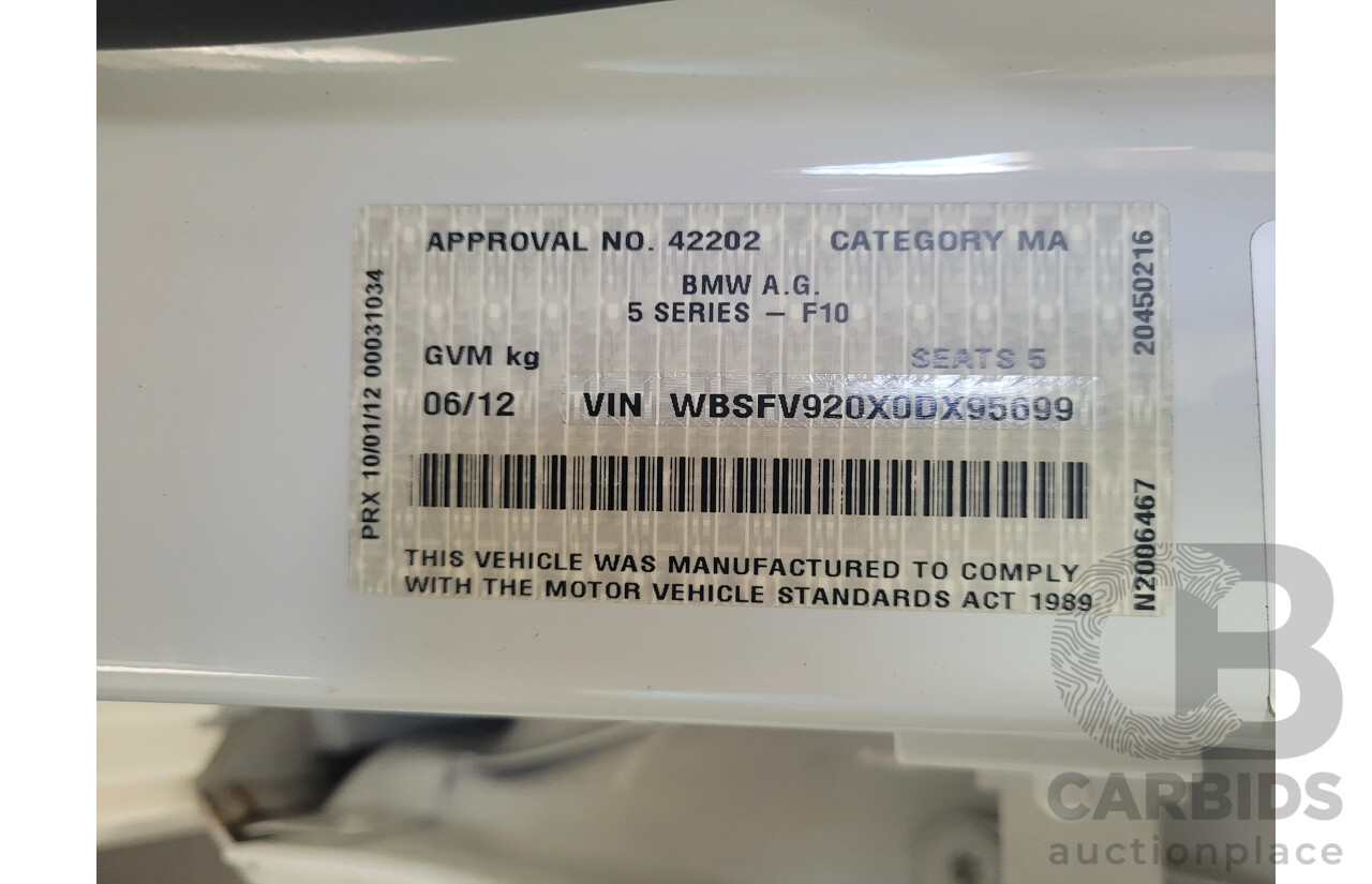 6/2012 BMW M5 F10 MY12 4d Sedan Alpine White Twin Turbo V8 4.4L