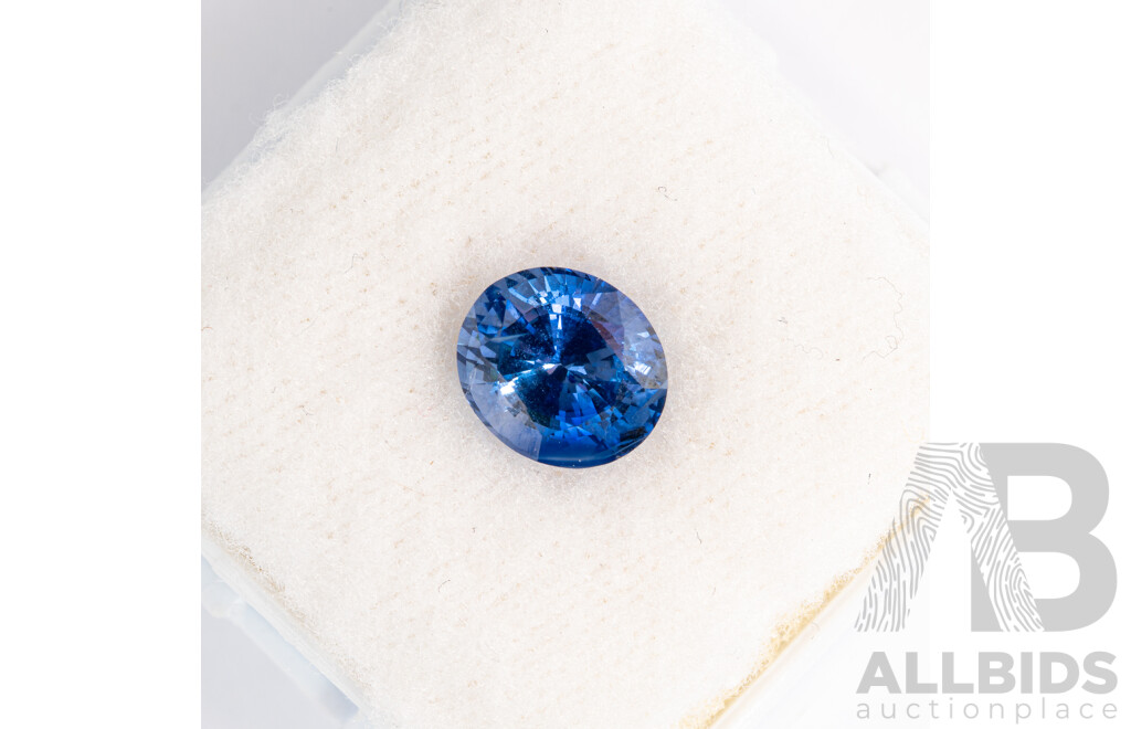 Blue Sapphire, Natural Corundum Unset Oval Cut Gemstone, Origin Sri Lanka, 1.60ct - GGTL Brief B0349