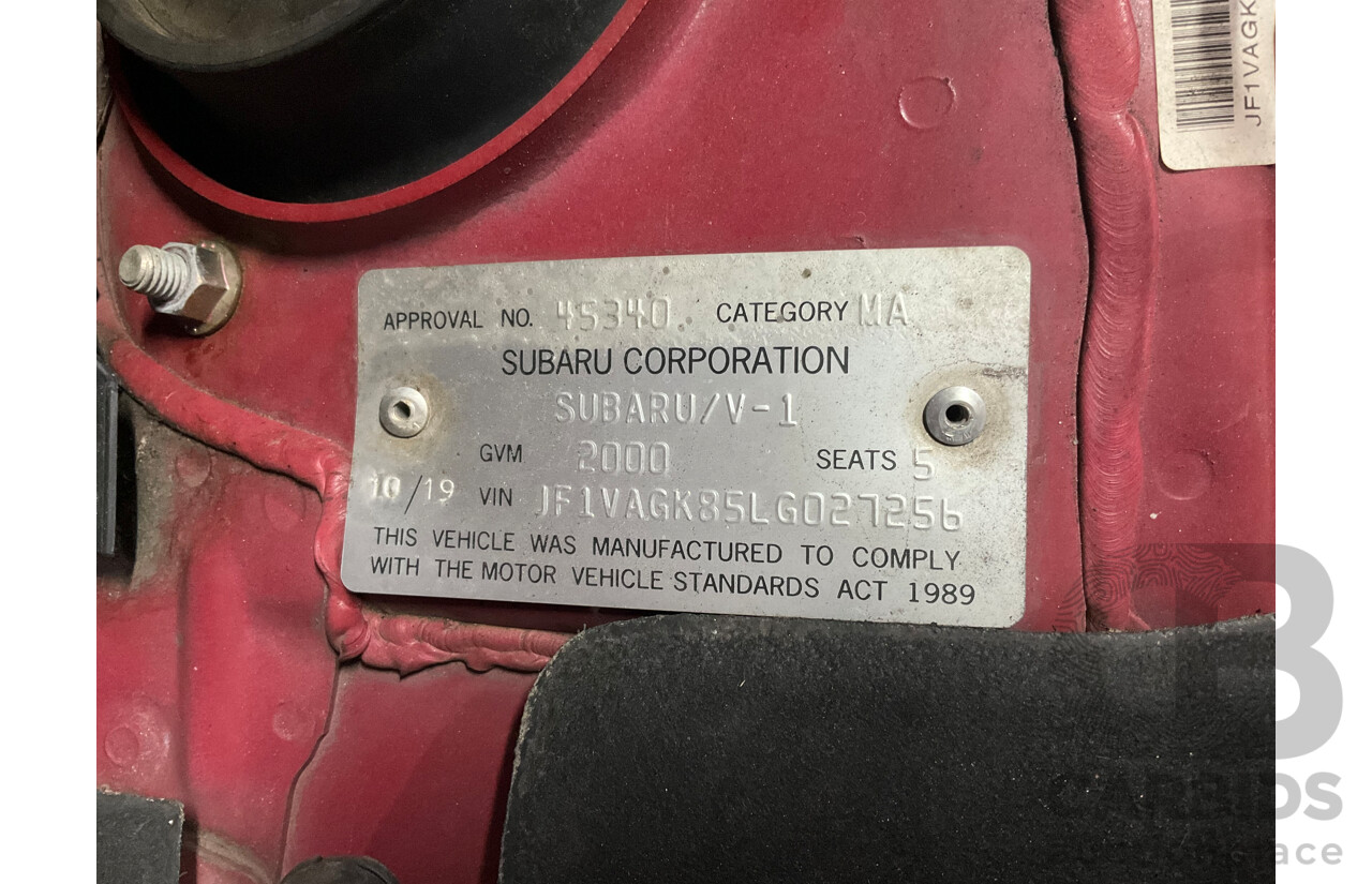 10/2019 Subaru WRX (AWD) MY20 4d Sedan Pure Red Turbo 2.0L